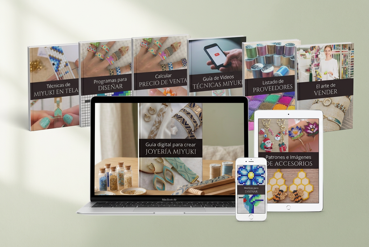 Miyuki Mastery y sus 8 bonus mostrados en laptop, tablet, celular y libros impresos